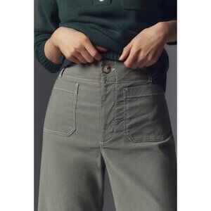 New Anthropologie The Colette Linen Crop Wide Leg Pants Maeve Magic Green 27